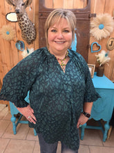 Load image into Gallery viewer, Umgee Teal Leopard Whisper Top - Jeans Jewels and Jesus Boutique
