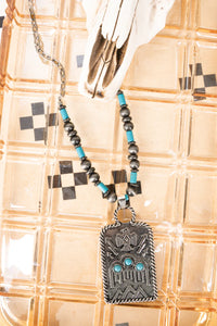 Falcon Hill Turquoise and Silver Pearl Necklace