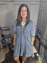 Load image into Gallery viewer, Washed Denim Tiered Dress - Jeans Jewels and Jesus Boutique
