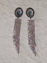 Load image into Gallery viewer, Western Concho Stone Tassel Stud Earrings - 2 Colors - Jeans Jewels and Jesus Boutique
