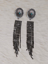 Load image into Gallery viewer, Western Concho Stone Tassel Stud Earrings - 2 Colors - Jeans Jewels and Jesus Boutique
