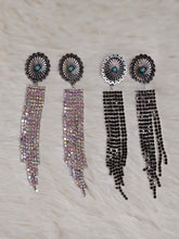 Load image into Gallery viewer, Western Concho Stone Tassel Stud Earrings - 2 Colors - Jeans Jewels and Jesus Boutique
