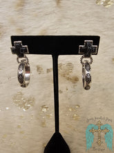 Load image into Gallery viewer, Western Cross Stone With Aztec Hoop Stud Earring - Jeans Jewels and Jesus Boutique
