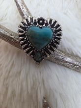 Load image into Gallery viewer, Western Heart Hand Stone Stretch Ring - Jeans Jewels and Jesus Boutique

