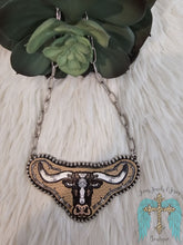 Load image into Gallery viewer, Western Longhorn Cattle Leather Necklace - Jeans Jewels and Jesus Boutique
