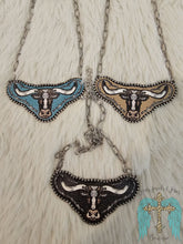 Load image into Gallery viewer, Western Longhorn Cattle Leather Necklace - Jeans Jewels and Jesus Boutique
