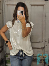 Load image into Gallery viewer, White Ruffled Capped Sleeve Top - Jeans Jewels and Jesus Boutique
