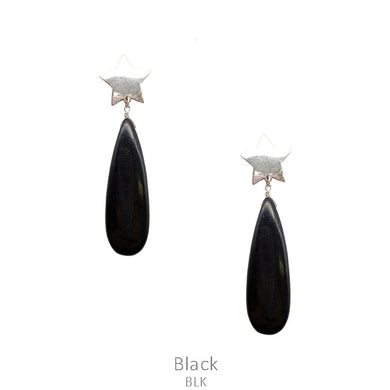 Star Post w/Black Stone Drop Earring