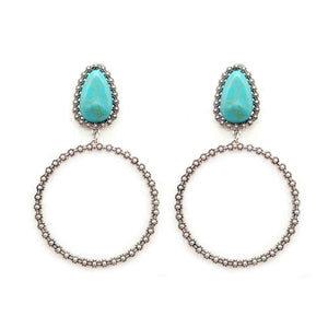 Hoop Earring with Turquoise Stone