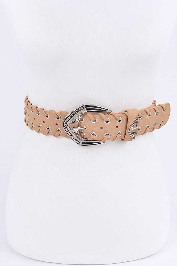 Whip Stitching Edge Western Buckle Belt