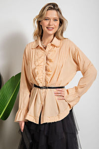 Apricot Exaggerated Ruffle Detailing Top