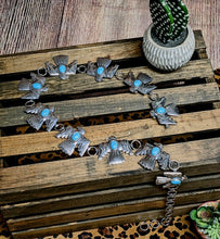 Load image into Gallery viewer, Thunderbird Concho Belt with Turquoise Stone
