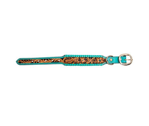 Acety Hand-Tooled Leather Dog Collar