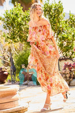 Load image into Gallery viewer, Off Shoulder Floral Print Mix Maxi Dress
