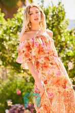 Load image into Gallery viewer, Off Shoulder Floral Print Mix Maxi Dress
