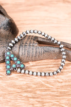 Load image into Gallery viewer, Turquoise Beaded Initial Silver Pearl Bracelet - 15 Letters

