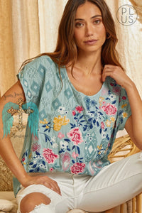 Sage in Spring Embroidered Top