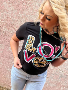 Stelter Leopard Stacked Love Tee