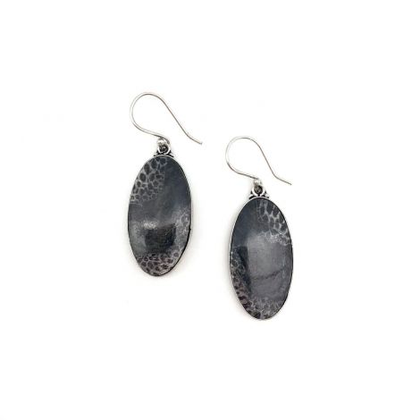 Kashi Semiprecious Stone Earrings - Black Fossil Coral
