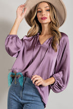 Load image into Gallery viewer, Purple Long Sleeve Satin Top
