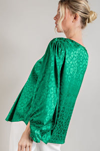 Kelly Green V-Neck and Puff Sleeves