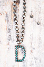 Load image into Gallery viewer, Fashion Turquoise Initial Silver Pearl Necklace Set - 14 Letters - Jeans Jewels and Jesus Boutique

