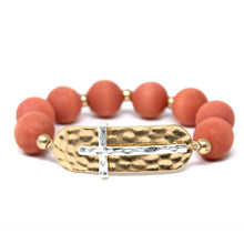 Load image into Gallery viewer, Stretch Cross Bracelet with Wooden Balls - 6 Colors
