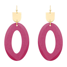 Load image into Gallery viewer, Oval Wood Earrings - 5 Colors
