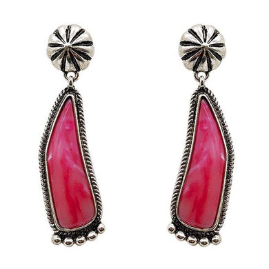 Pink Stone Concho Earrings