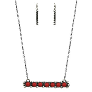 Coral Western Stone Necklace Set