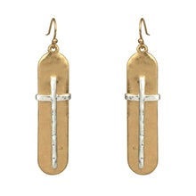 Load image into Gallery viewer, Two Tone Cross Earrings - 2 Colors
