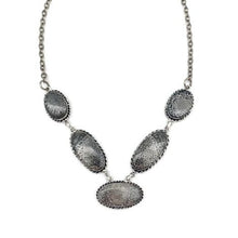 Load image into Gallery viewer, Kashi Semiprecious Stone Bib Necklace - Black Fossil Coral - Jeans Jewels and Jesus Boutique
