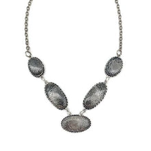 Load image into Gallery viewer, Kashi Semiprecious Stone Bib Necklace - Black Fossil Coral
