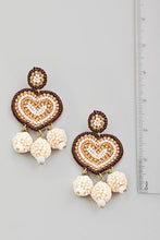 Load image into Gallery viewer, Seed Beaded Heart Ball Drop Earrings - Jeans Jewels and Jesus Boutique
