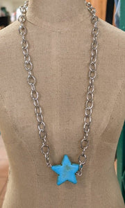 8" Silver Link Chain with Turquoise Star