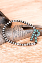 Load image into Gallery viewer, Turquoise Beaded Initial Silver Pearl Bracelet - 15 Letters - Jeans Jewels and Jesus Boutique
