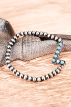 Load image into Gallery viewer, Turquoise Beaded Initial Silver Pearl Bracelet - 15 Letters - Jeans Jewels and Jesus Boutique
