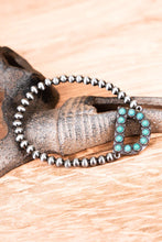 Load image into Gallery viewer, Turquoise Beaded Initial Silver Pearl Bracelet - 15 Letters - Jeans Jewels and Jesus Boutique
