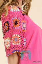 Load image into Gallery viewer, Bubblegum Linen Blend 3/4 Crochet Sleeve
