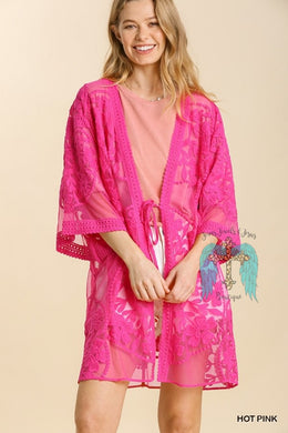 Hot Pink Lace Kimono