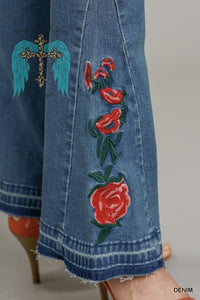 Floral Embroidered Flare Jean
