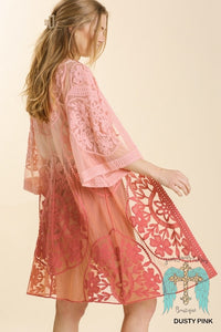 Dusty Pink Ombre Lace Kimono