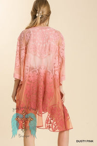 Dusty Pink Ombre Lace Kimono
