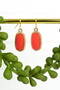 Anelise Coral Orange Druzy Earrings