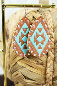Asbury Lake Brown and Turquoise Teardrop Earrings