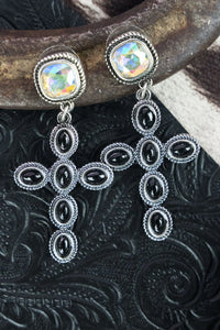 Silver-tone Salt River Canyon Cross Earrings - 2 Colors