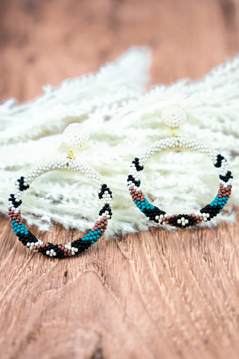 Edgemont Seed Bead Hoop Earrings - 4 Colors