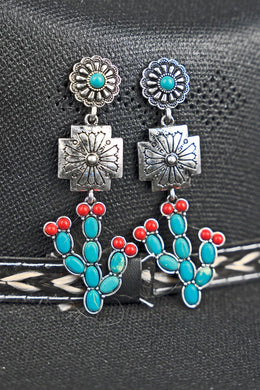 Turquoise Collins Cactus Drop Earrings