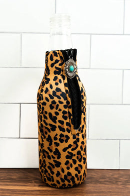 Leopard Zip Up Bottle Drink Sleeve