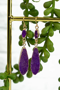 Bijou Purple Druzy Earrings